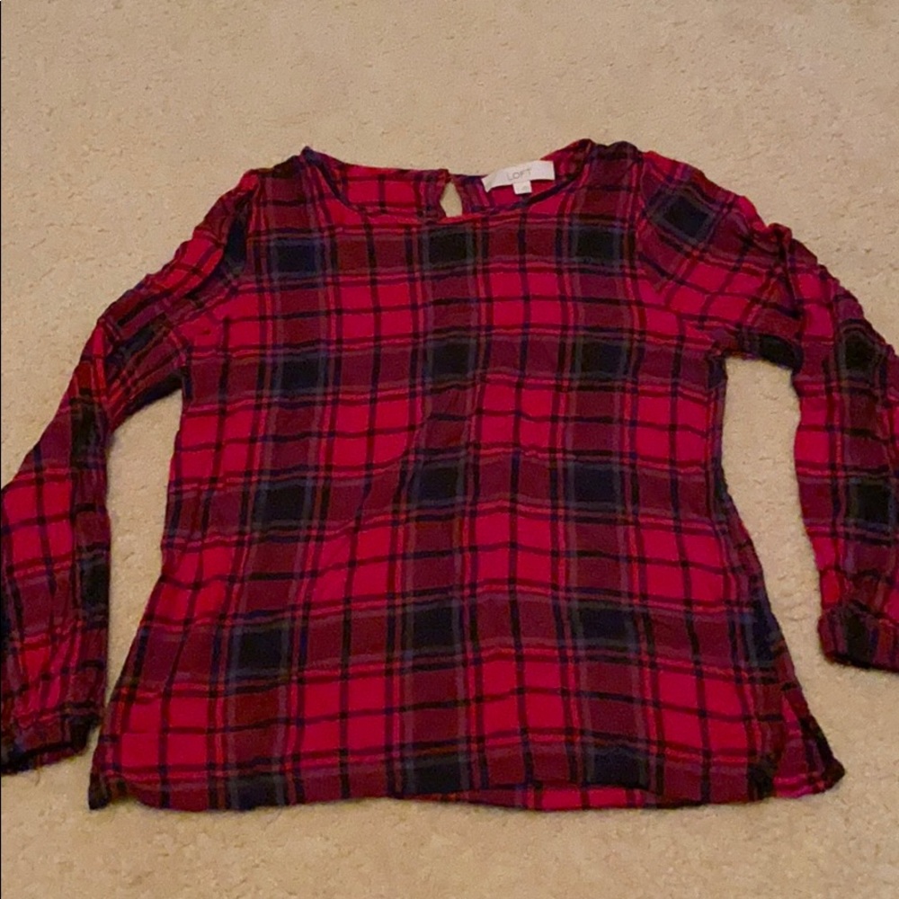 Loft plaid long sleeve blouse